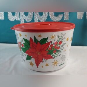 Tupperware Christmas Poinsettias Ilumina Stack n store 28 cups /6.6L .